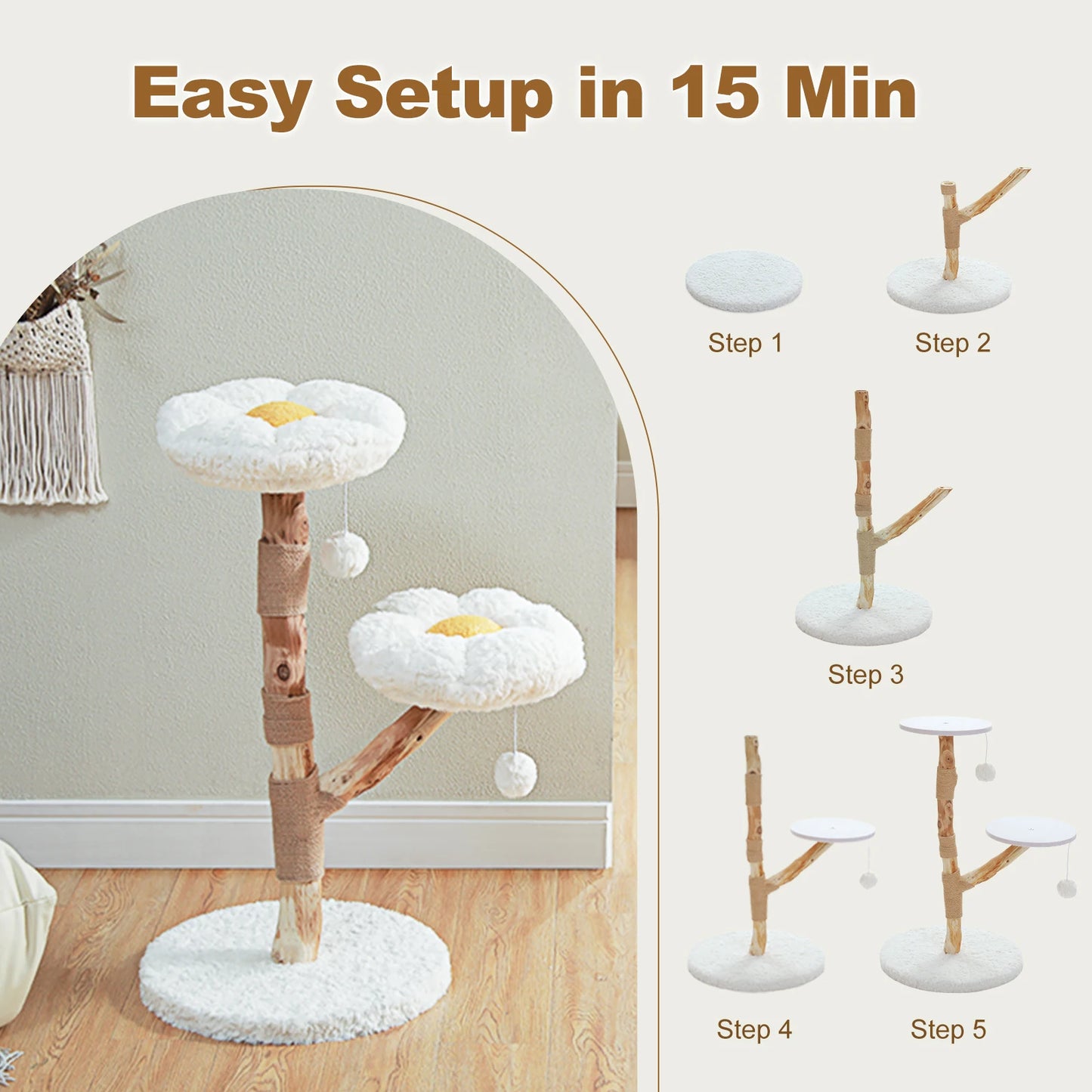 PAWZ Road Flower Cat Tree Perches Indoor Cats Modern Tower