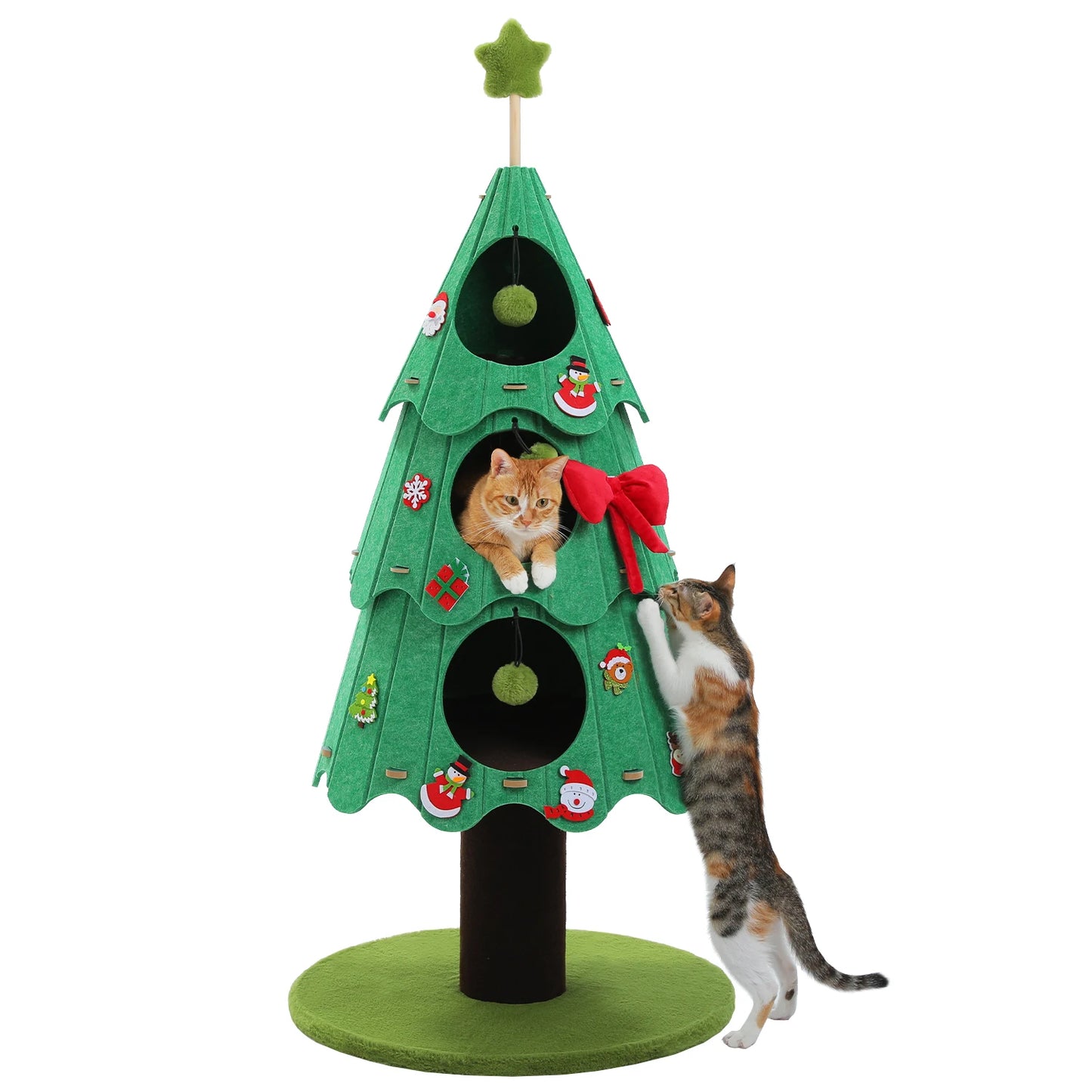 PAWZ Road Christmas Cat Tree Tower With 3 Cozy Condos