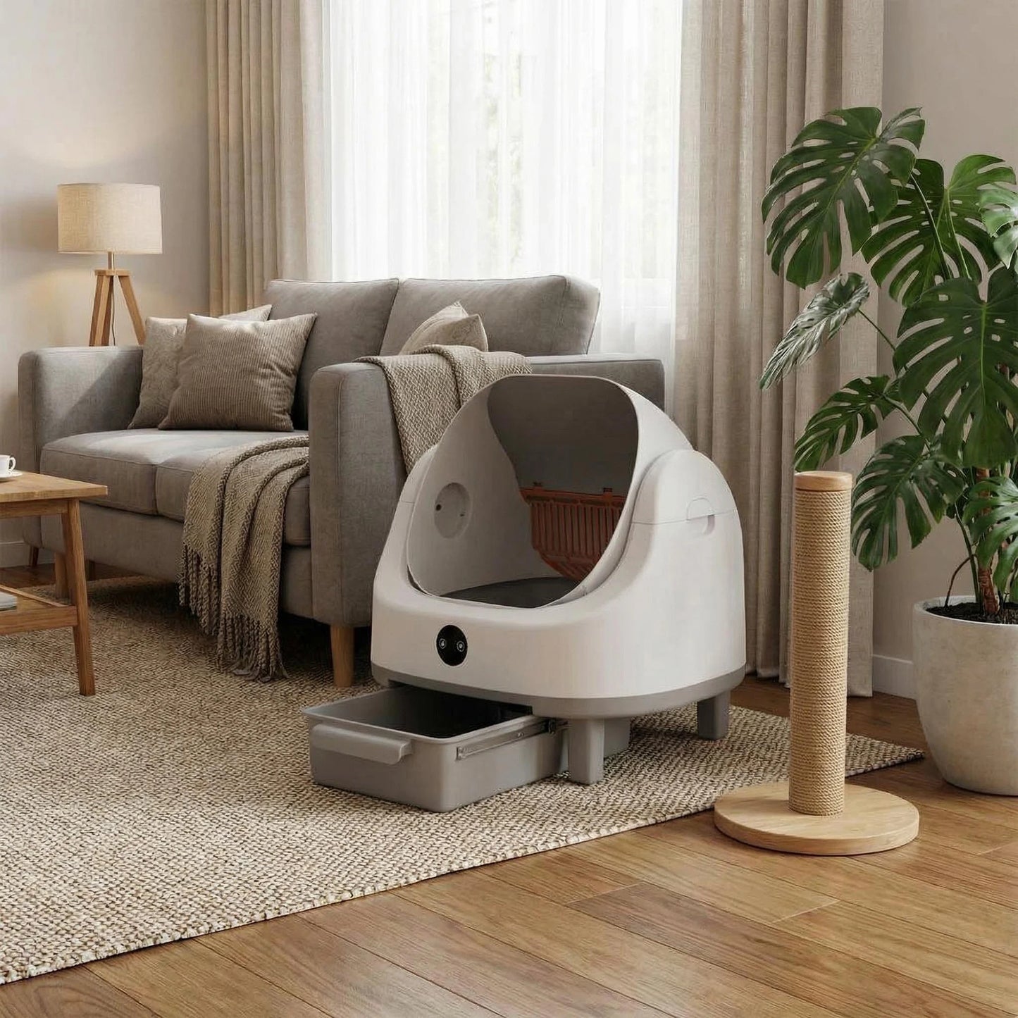 App-Controlled Self-Cleaning Litter Box For Multiple Cats 9L Open Top