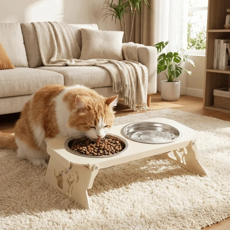 Elevated Pet Bowl Feeder with Removable Stainless Steel Bowls