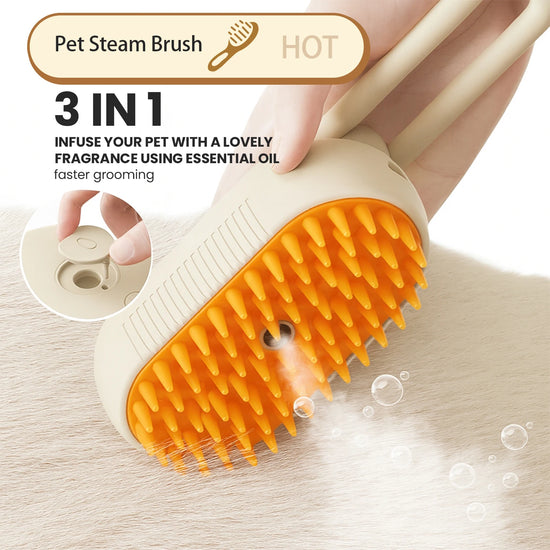 Cat Steam Brush For Shedding And Grooming 3 In 1 Pet Grooming Tool
