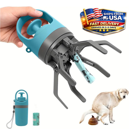 No-Touch Dog Pooper Scooper With Bag Holder Easy One-Hand Use