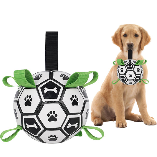 Dog Toys Soccer Ball Straps For Tug Of War Durable