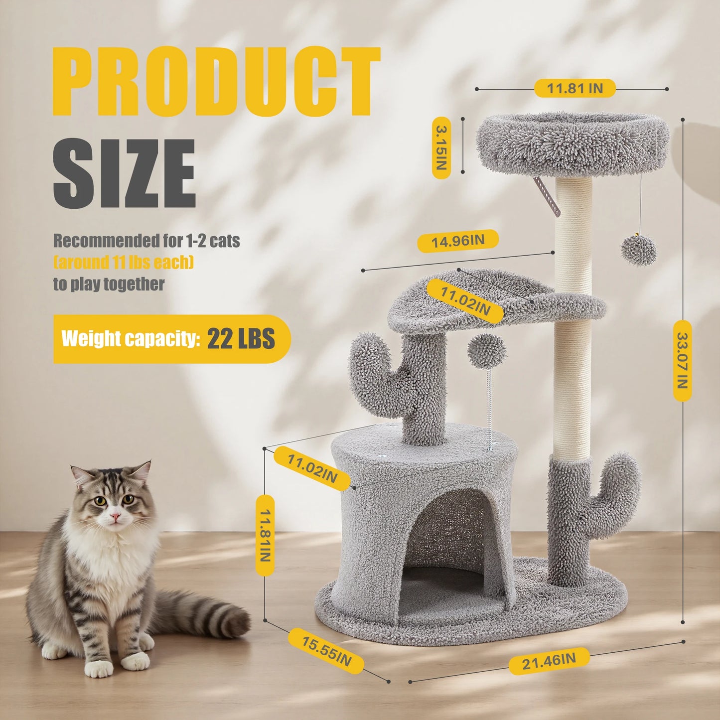 JHK Tall Cat Tree Multi Level Indoor Scratching Post