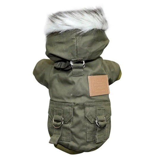Windproof Winter Dog Coat With Plush Lining And Windproof Outer Shell For Warmth