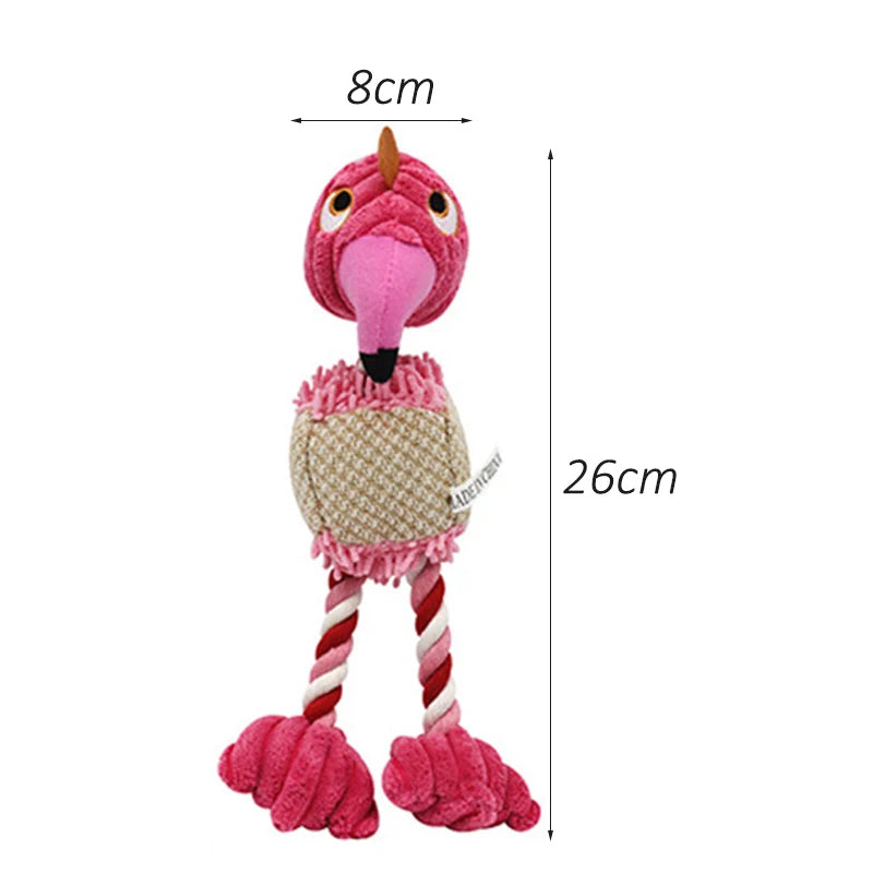 Plush Flamingo Squeaky Dog Toy for Small Dogs
