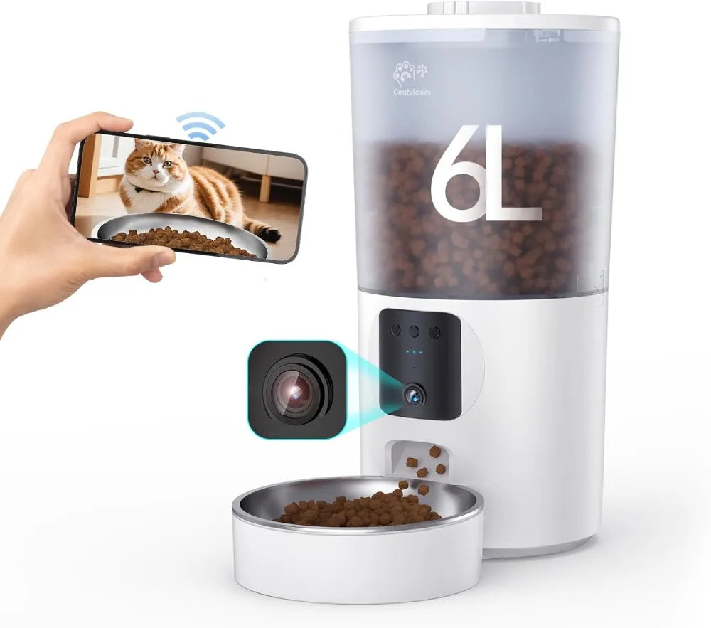 Smart Pet Feeder With Camera Two Way Audio App Control for Cats and Small Dogs