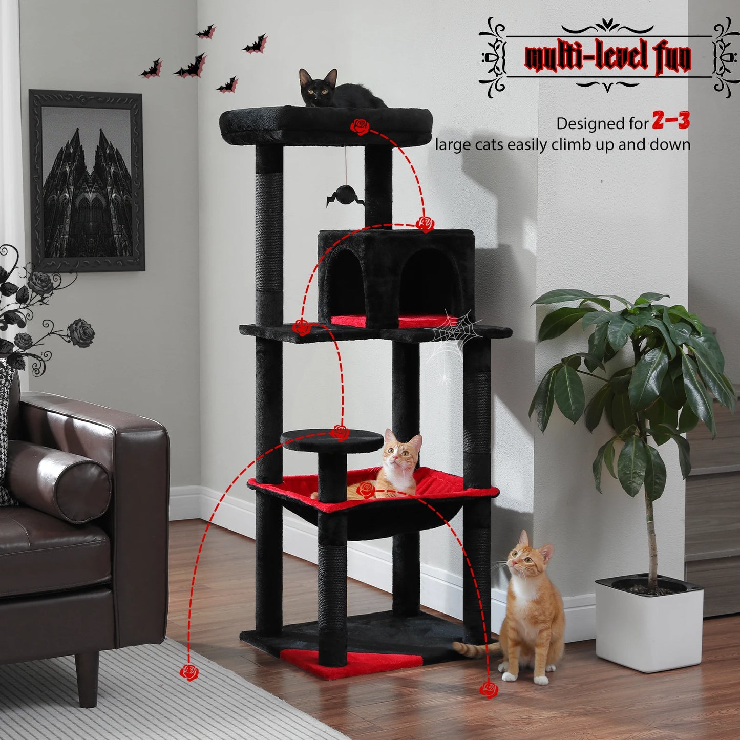 PAWZ Road Cat Tree Indoor 5-Level Tower For Large Cats