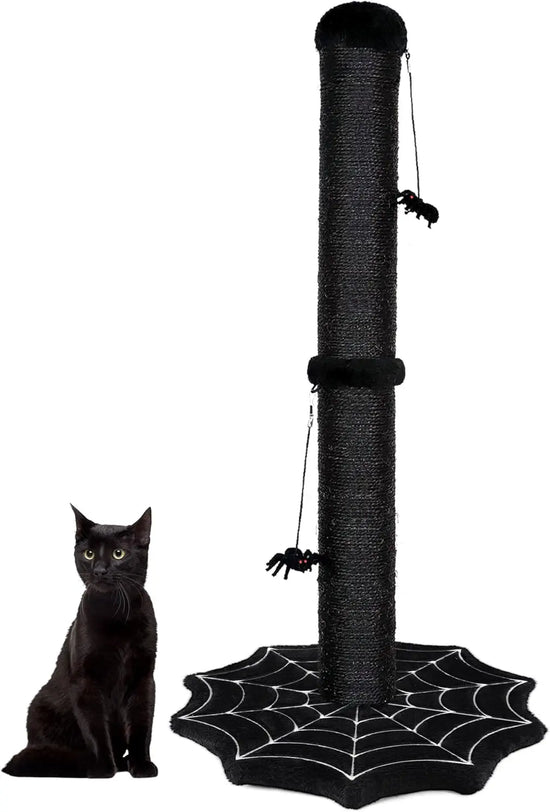 Gothic Cat Scratching Post With Spider Toys For Indoor Cats