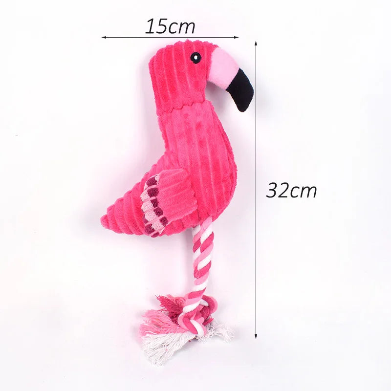 Plush Flamingo Squeaky Dog Toy for Small Dogs