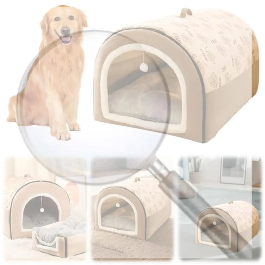 Dog Kennel Detachable Warm Winter Dog House Mat Washable Plush Cotton Puppy Shelter Winter Cat Bed Castle Dogs Cats Pet Supplies