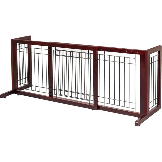 Wooden Free Standing Dog Gate Adjustable Pet Fence For Doorways