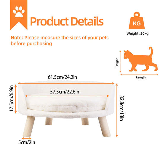 BINGOPAW Raised Pet Sofa Bed for Cats and Small Dogs