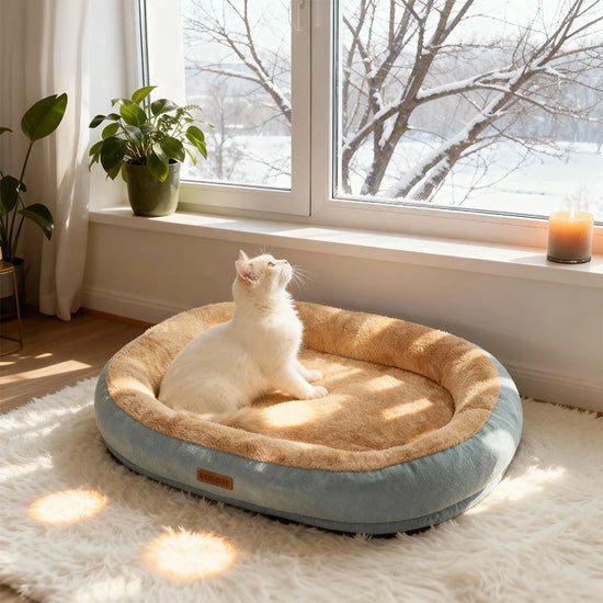 Winter Warm Dog Cat Plush Bed Calming Cushion Deluxe