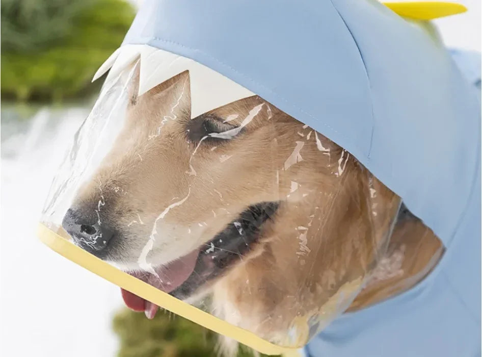 Dinosaur Pattern Weatherproof Raincoat For Large Dogs Breathable Exterior Poncho
