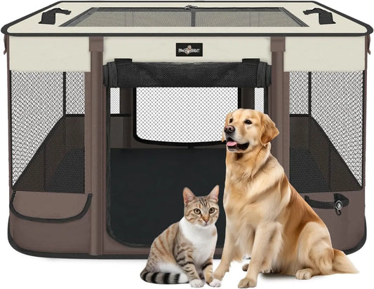 Ufsagcg Foldable Waterproof Pet Playpen With Retractable Shade