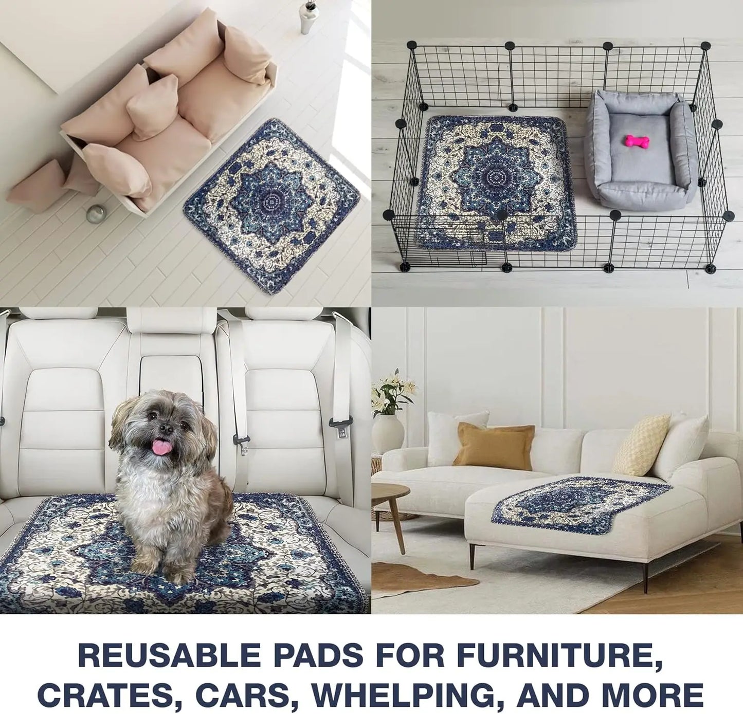 Washable Reusable Pet Pee Pads Ultra-Absorbent Waterproof Odor-Controlling Non-Slip