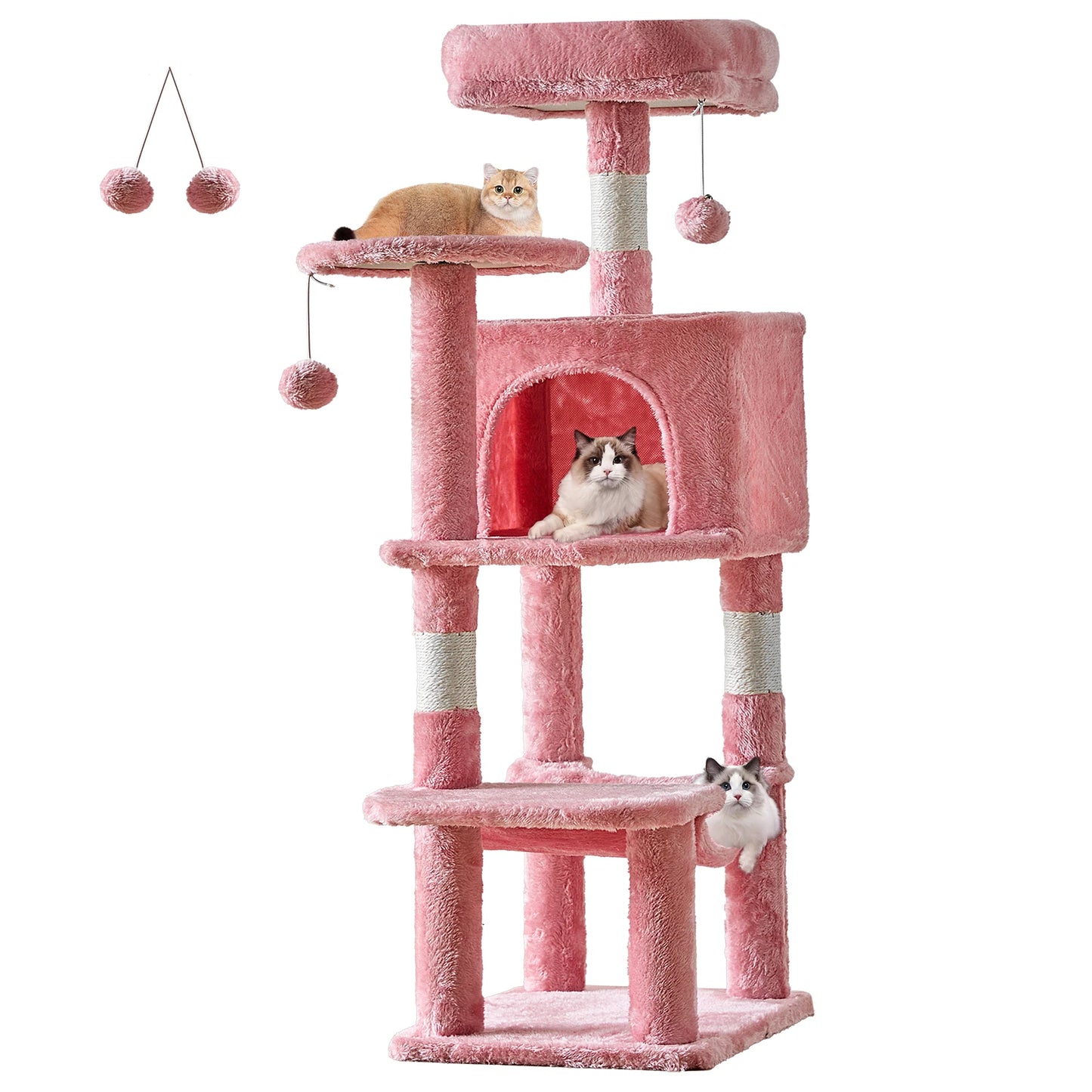 JHK Multi Cat Tree Tower With Natural Sisal Posts Condo Hammock Perches For Indoor Cats