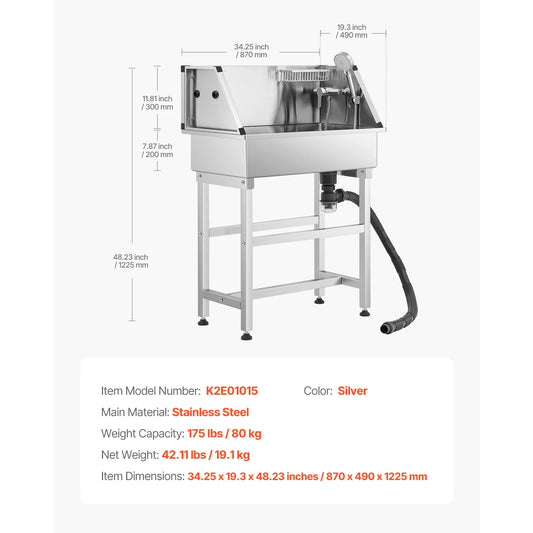 SucceBuy Stainless Steel Dog Washing Station With Faucet