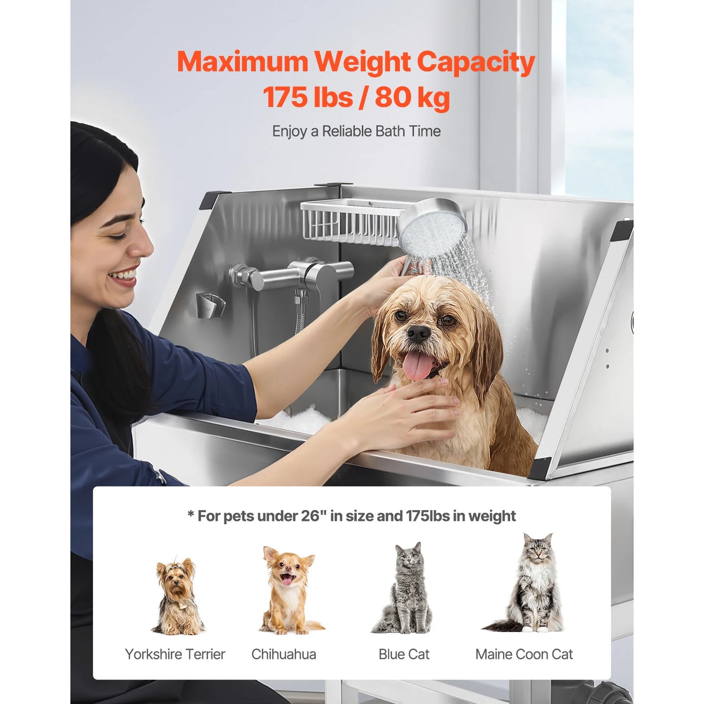 SucceBuy Stainless Steel Dog Washing Station With Faucet