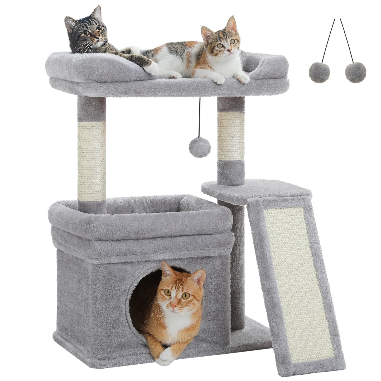 Compact Cat Tree With Sisal Scratching Post And Top Perch