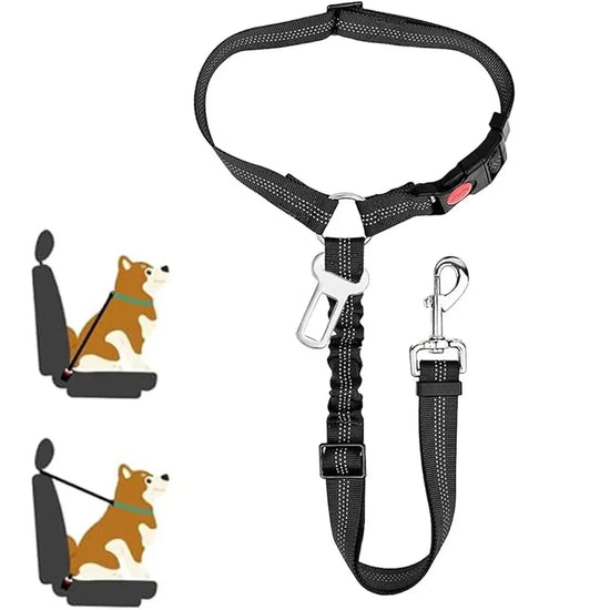 NONECN 2-In-1 Dog Car Seat Belt Headrest Restraint Adjustable