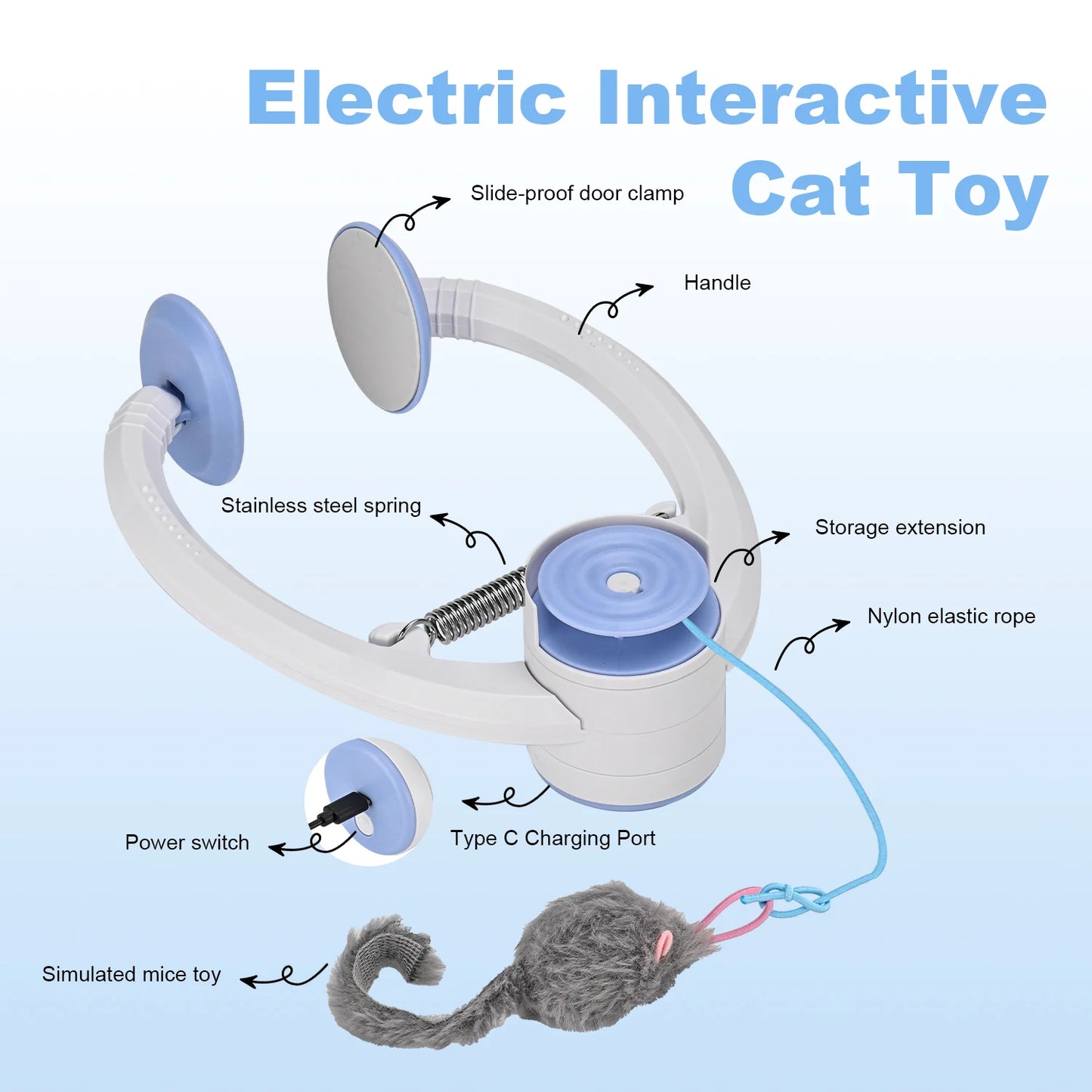 Electric Door Hanging Cat Toy USB Rechargeable Interactive Swinging Motion Engine For Cats