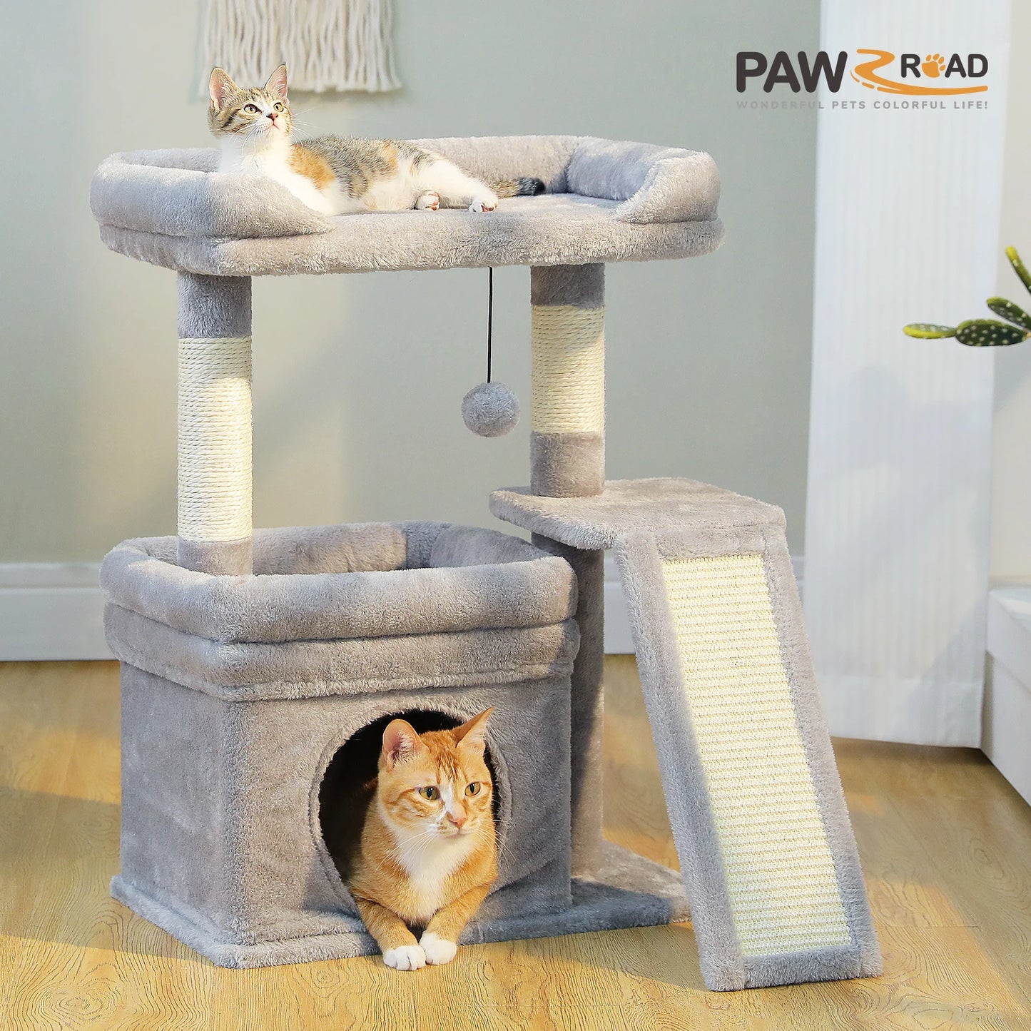 Compact Cat Tree With Sisal Scratching Post And Top Perch