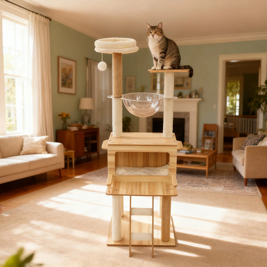 NONECN Indoor Cat Tree Five-Tier Scratching Tower