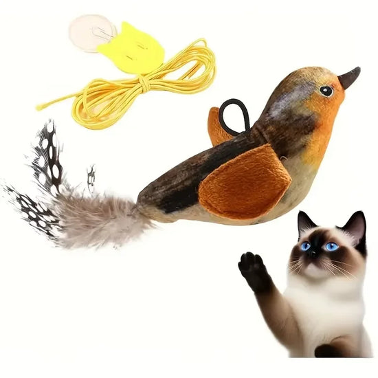 Interactive Touch Activated Flapping Bird Cat Toy With Realistic Chirping
