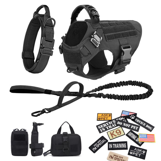 PETRAVELCN Military Large Dog Harness Vest For Malinois Training