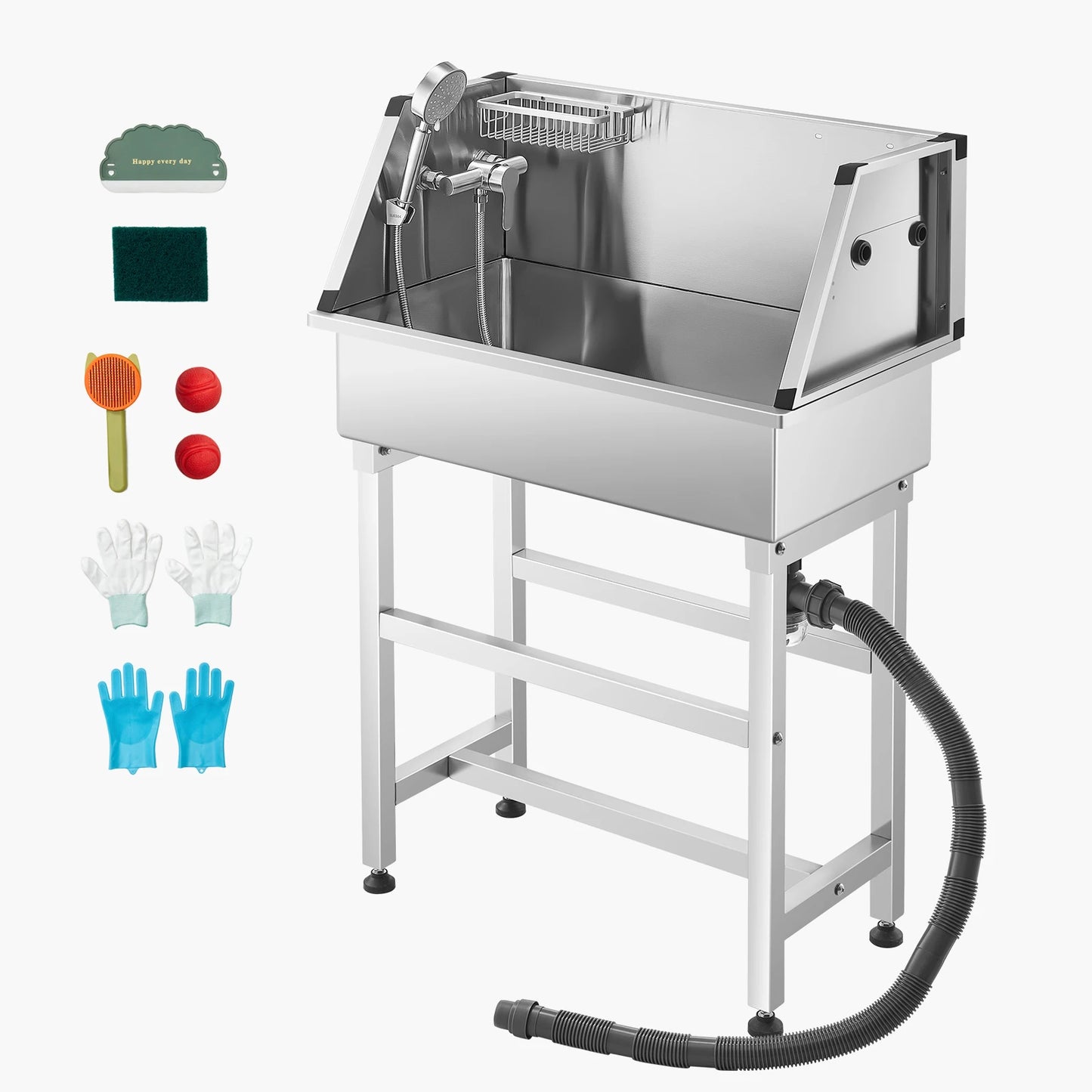 SucceBuy Stainless Steel Dog Washing Station With Faucet