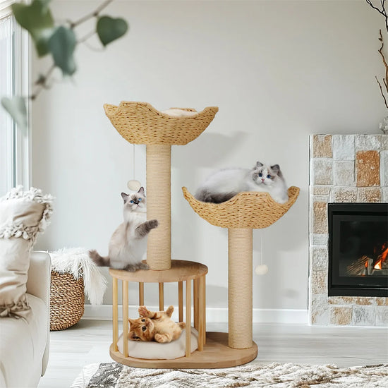 BINGOPAW 3-Tier Cat Climbing Tree Indoor Center With Scratching Post
