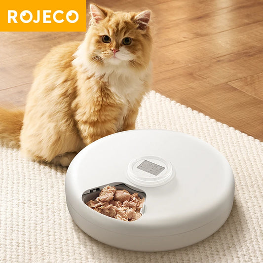 ROJECO Wireless Automatic Pet Feeder 6 Meals for Cats