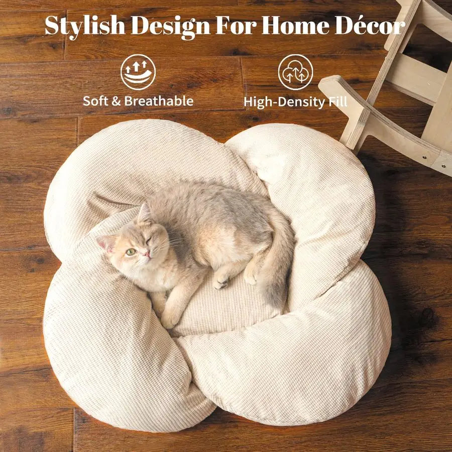 Wooden Elevated Cat Bed With Cushion Raised Kitty Lounge Chair For Indoor Cats And Small Puppies