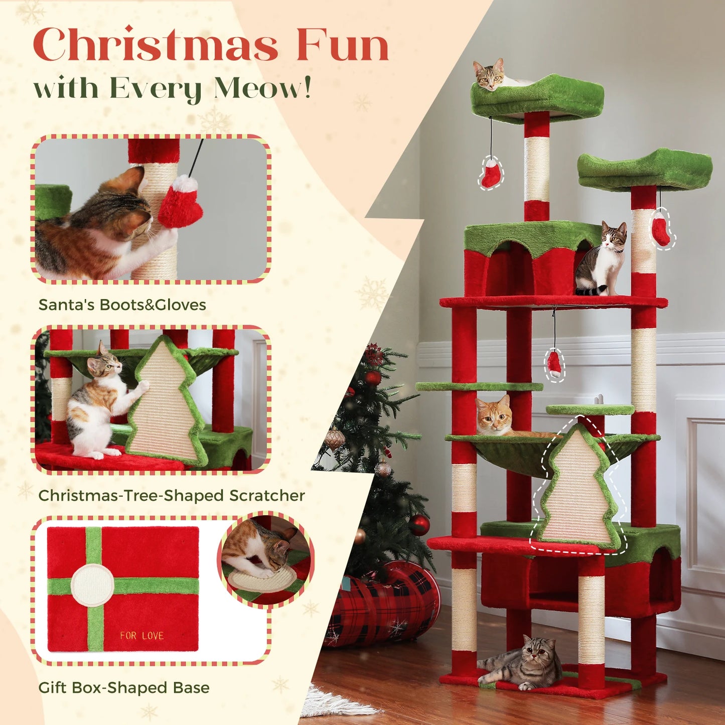 PAWZ Road Cat Tree Tower With Sisal Posts And Hammock