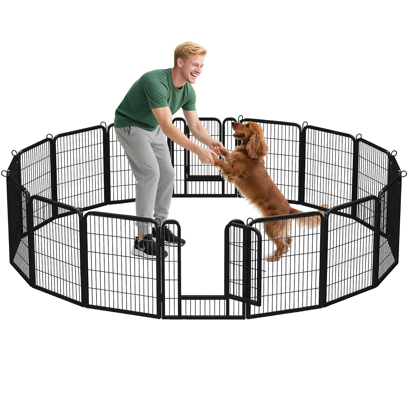 PEQULTI Heavy Duty Metal Puppy Playpen Panels Indoor Outdoor