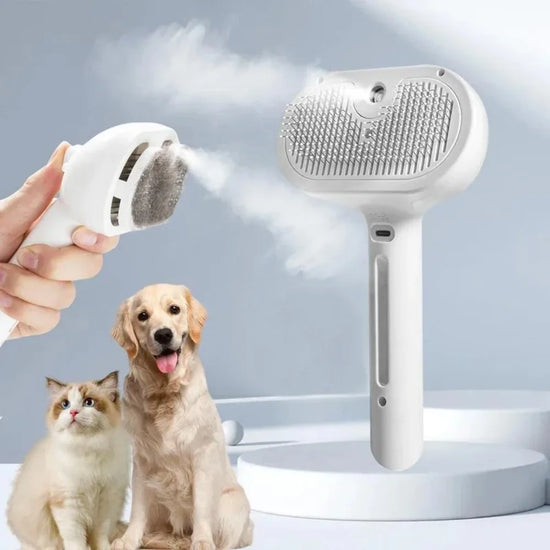 Dog Comb with Steam Massage, Pet Grooming Brush Safe Round Head, Reduces Shedding & Tangles for Dogs Cats