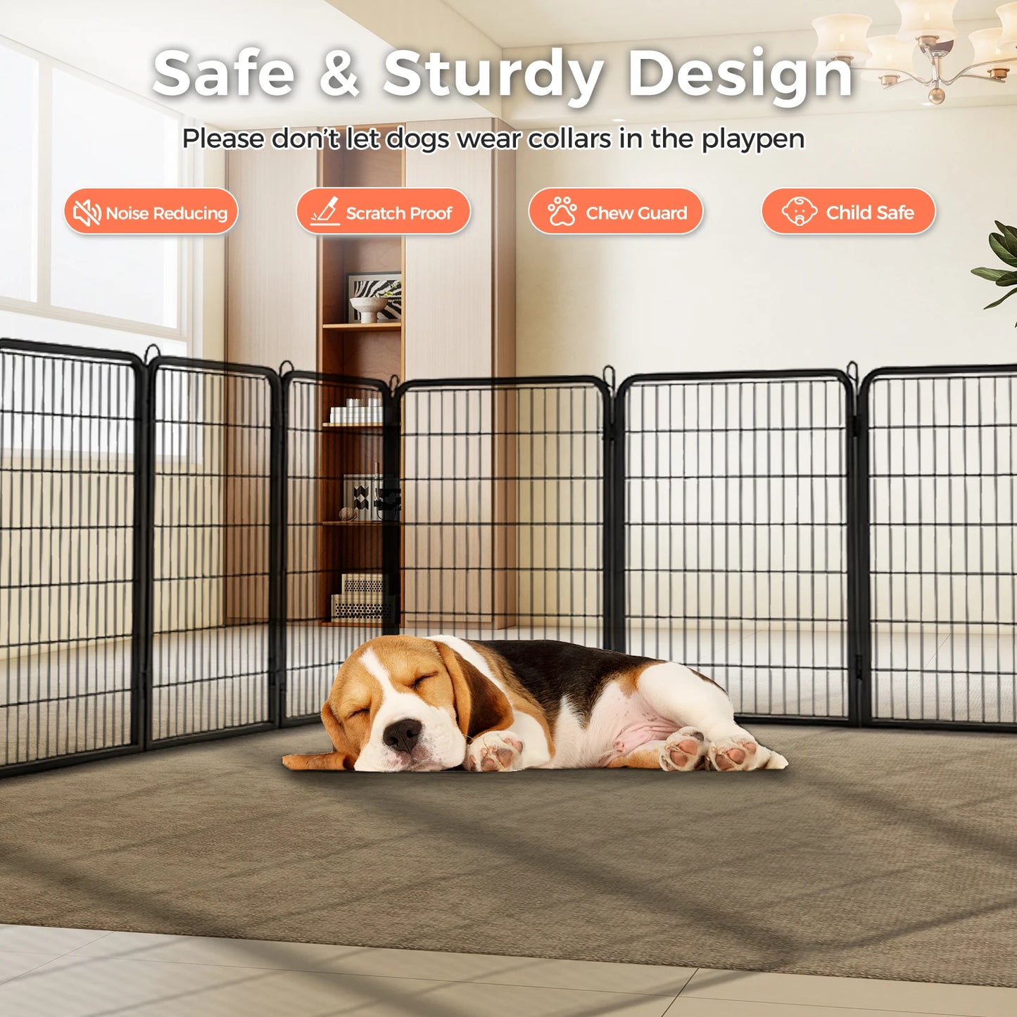 PEQULTI Heavy Duty Metal Puppy Playpen Panels Indoor Outdoor