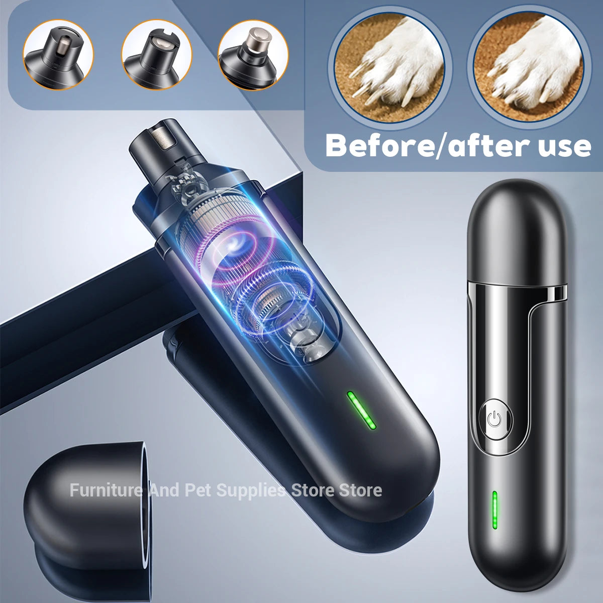 Electric Dog Nail Grinder and USB Rechargeable Pet Trimmer