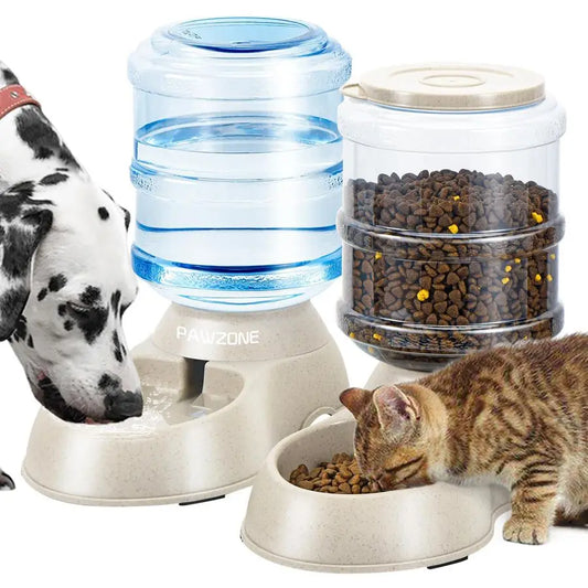 Two Pack Automatic Cat Feeder And Water Dispenser Set