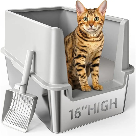 Stainless Steel Litter Box With Lid Semi Enclosed Metal