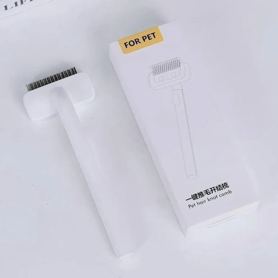 Stainless Steel Pet Comb With Rounded Knife Head For Gentle Dog Grooming And Shedding Control