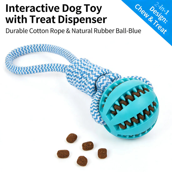 2-in-1 Dog Chew Toy With Treat Dispenser Rope Ball