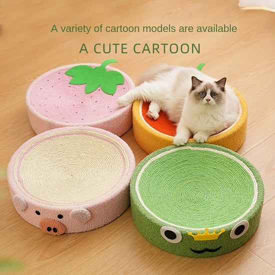 Round Cat Scratcher Pad Sisal Weave 2 In 1 Cat House