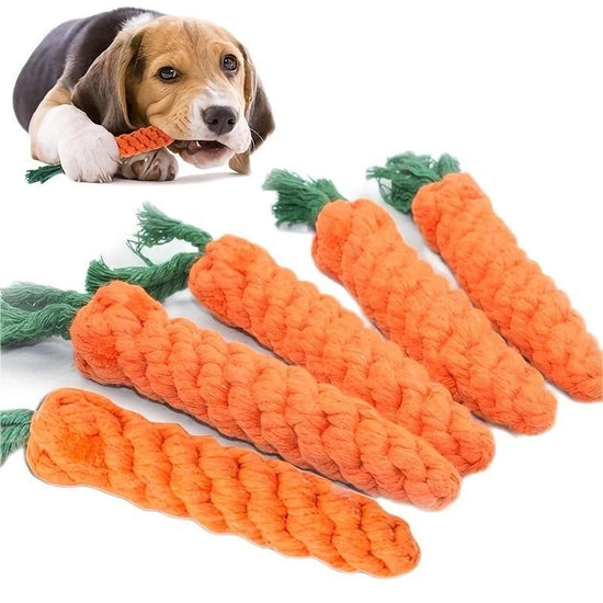Carrot Shaped Knot Toy Cotton Rope Chew For Dogs Cats