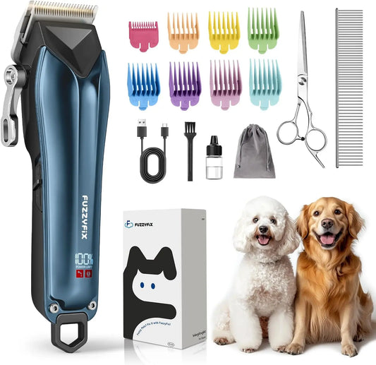 Professional Cordless Pet Grooming Clippers for Thick Coats, with 8 Guide Combs and Quiet Design