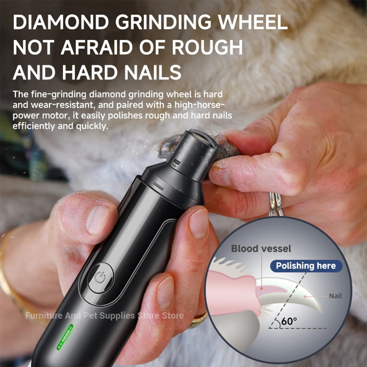 Electric Dog Nail Grinder and USB Rechargeable Pet Trimmer
