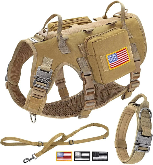 Tactical Dog Harness For Large Dogs Adjustable No Pull Leash