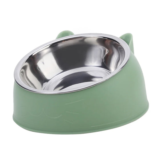 Stainless Steel Cat And Dog Feeding Bowls Inclined Design